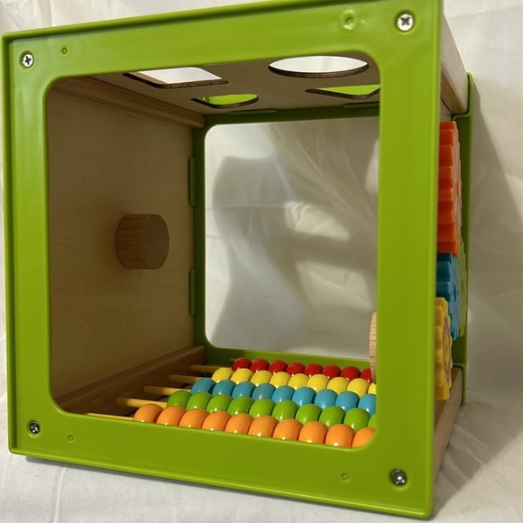 Toddler Learning Cube Toy Wooden Gears Abacus Clock Shape Montessori 7 in x 7 in - Picture 10 of 10